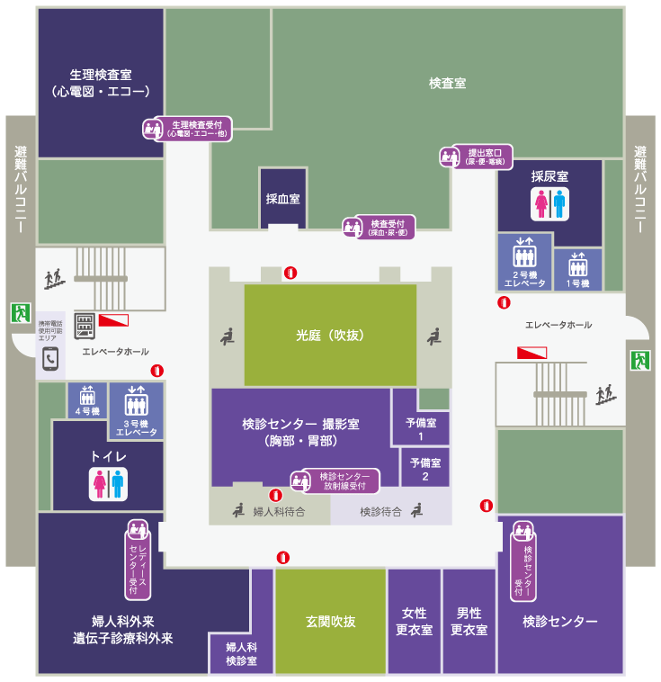 杏雲堂病院　2階フロア案内図