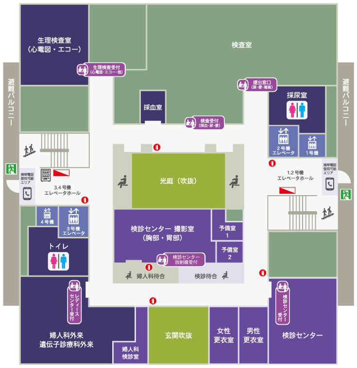 杏雲堂病院　2階フロア案内図