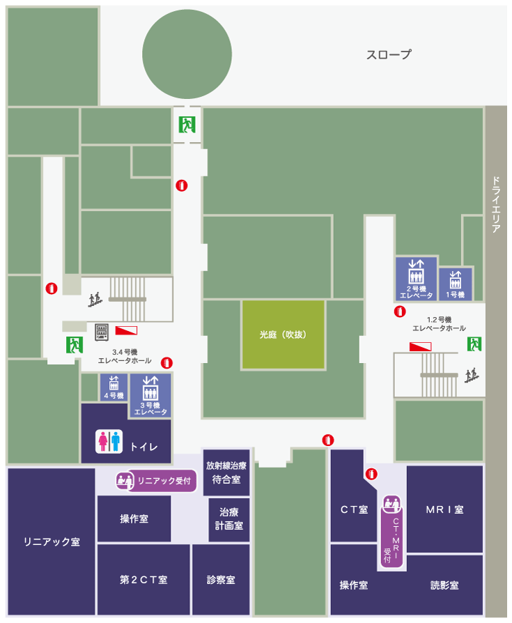杏雲堂病院　B1階フロア案内図