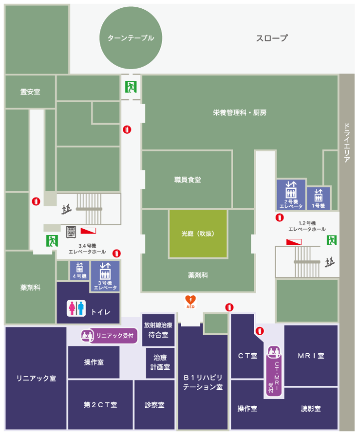 杏雲堂病院　B1階フロア案内図
